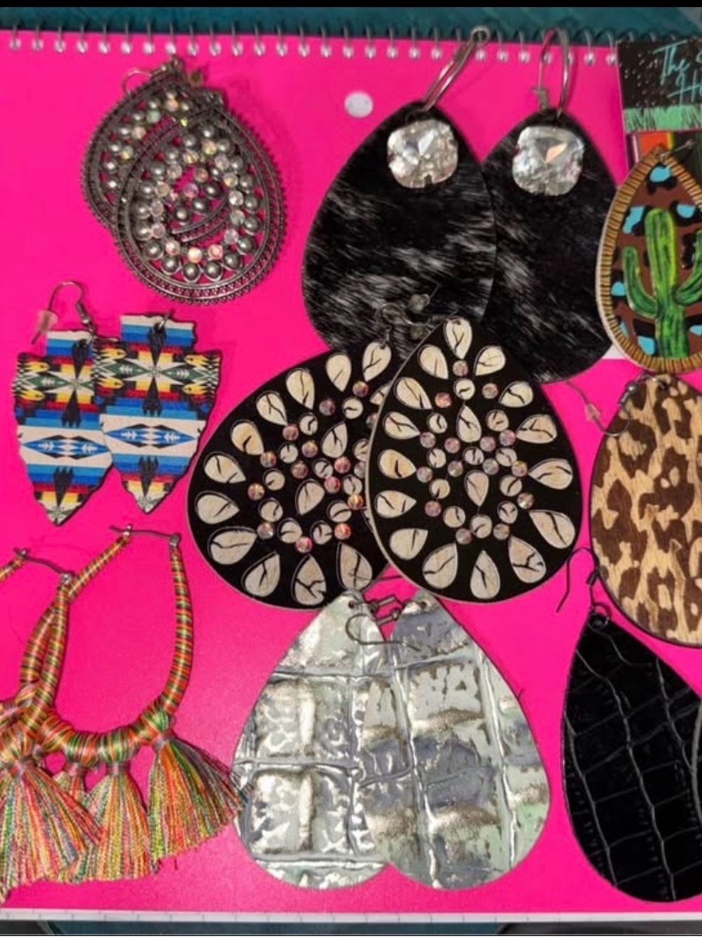 Assorted Teardrop Statement Earrings - Black, Silver, Brown, Multicolor